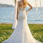 White Lace Sweetheart Strapless Mermaid Wedding Dress