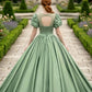 Sage Ball Gown Illusion Neckline Quinceanera Dress