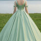 Sage Ball Gown Square Neck Quinceanera Dress with Bow