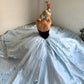 Blue Ball Gown Sweetheart Quinceanera Dress with 3D Butterflies