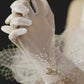 Sheer Short Wedding Gloves with Pearl Netting Cuffs