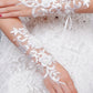 White Floral Lace Fingerless Wedding Gloves