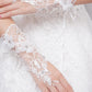 White Rhinestone Floral Lace Fingerless Wedding Gloves