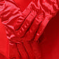 Red Ruched Satin Long Evening Gloves