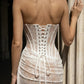 Corset White Mermaid Strapless Long Wedding Dress with Lace