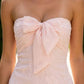 Blush Pink Sheath Strapless Homecoming Dress with Bow