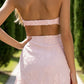 Blush Pink Sheath Strapless Homecoming Dress with Bow
