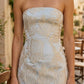 Light Blue Sheath Strapless Short Homecoming Dress with Appliques