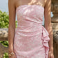 Pink Sheath Strapless Short Homecoming Dress with Ruffle