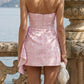 Pink Sheath Strapless Short Homecoming Dress with Ruffle