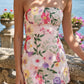 Floral Pink Sheath Strapless Short Homecoming Dress with Embroidery