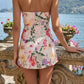 Floral Pink Sheath Strapless Short Homecoming Dress with Embroidery