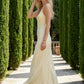 Simple Ivory Sheath Spaghetti Strap V-Neck Long Prom Dress