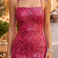 Fuchsia Mermaid Square Neck Long Prom Dress with Slit