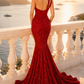 Sequin Red Mermaid One Shoulder Long Prom Dress