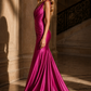 Fuchsia Mermaid V Neck Long Formal Dress with Ruching
