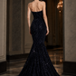 Sequin Black Mermaid Sweetheart Long Prom Dress