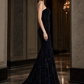 Sequin Black Mermaid Sweetheart Long Prom Dress