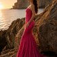 Corset Sequin Fuchsia Mermaid Sweetheart Long Prom Dress