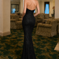 Black Mermaid Halter Long Prom Dress