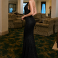 Black Mermaid Halter Long Prom Dress