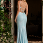 Ice Blue Mermaid Spaghetti Strap Sequin Long Evening Dress