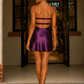 Purple A Line Strapless Homecoming Dress with Twist Front
