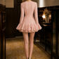 Blush A Line Long Sleeve Homecoming Dress with Ruffle