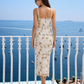 Ivory Sheath V Neck Prom Dress with Embroidery