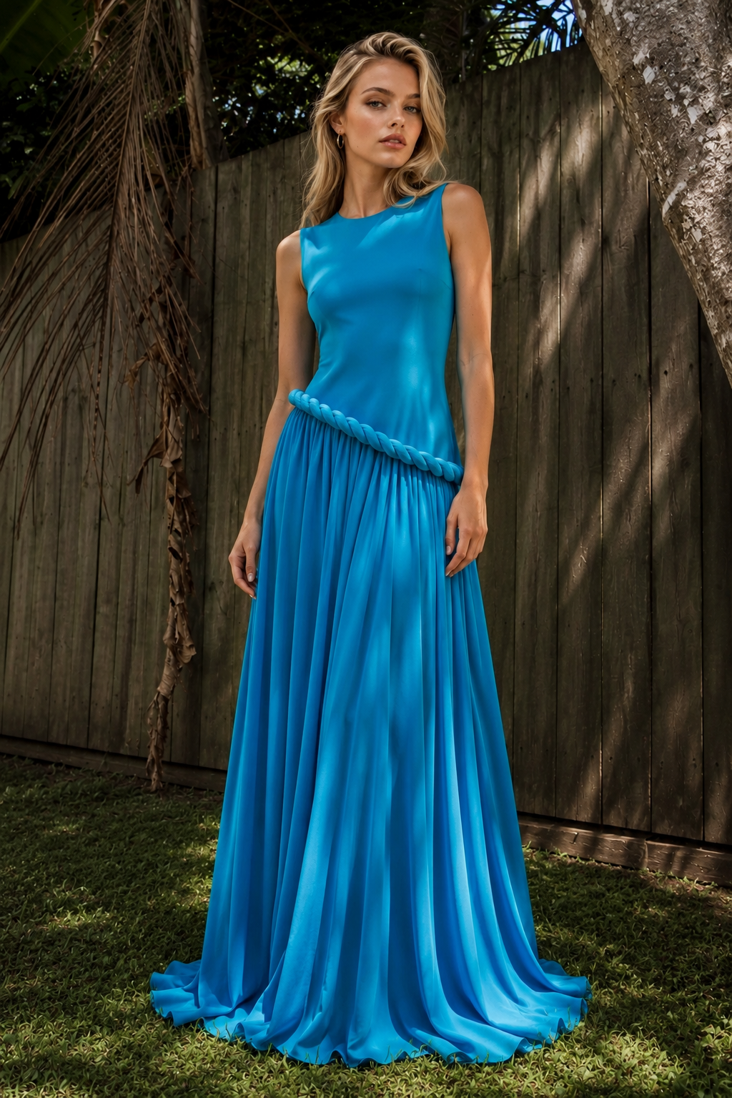 Turquoise A Line Halter Prom Dress with Pleats