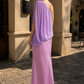 Purple Sheath One Shoulder Evening Dress with Draping