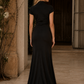Black Sheath High Neck Evening Dress with Cut Out