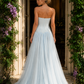 Light Blue A Line Off The Shoulder Prom Dress with Ruffles