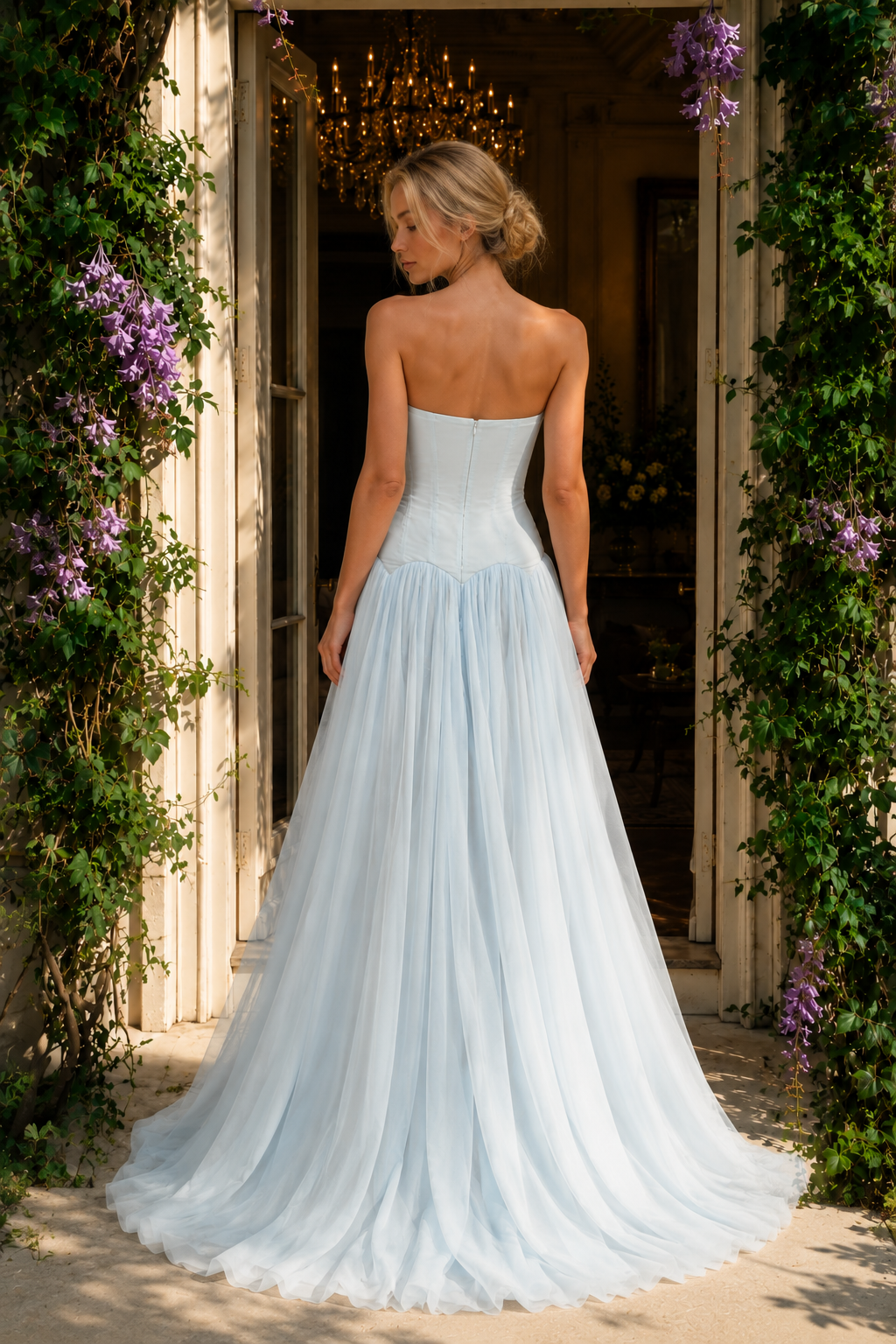 Light Blue A Line Off The Shoulder Prom Dress with Ruffles